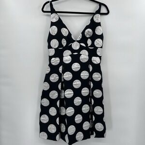 Milly‎ Womens Polka Dot Dress Size 8 Black Silver Rockabilly Metallic Retro Glam